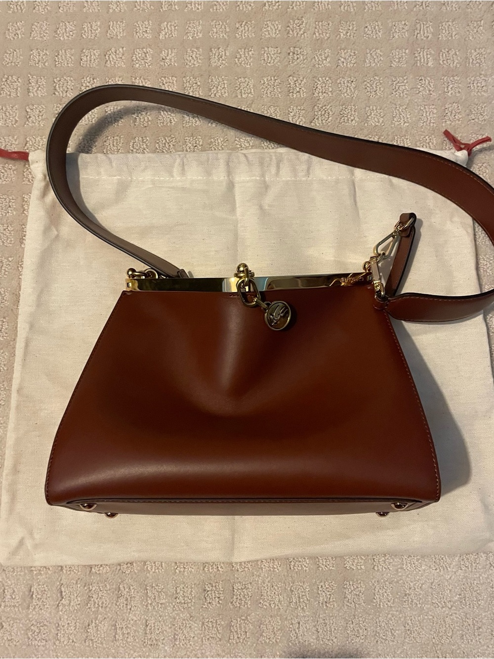Etro Vela brand new  Medium Brown Leather Top-Handle Bag w Gold Hardware, NWOT - Picture 3 of 16